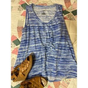 Sonoma Goods For Life Womens XL Blue White Striped Sleeveless Scoop Neck Top